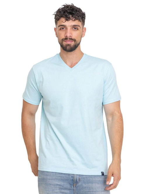 Aqua V - neck T-Shirt - Khotwh